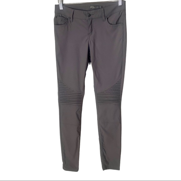 PRANA Brenna Moto Stretch Skinny Pants Mid Rise Gravel Nylon Size 2 - Picture 5 of 15
